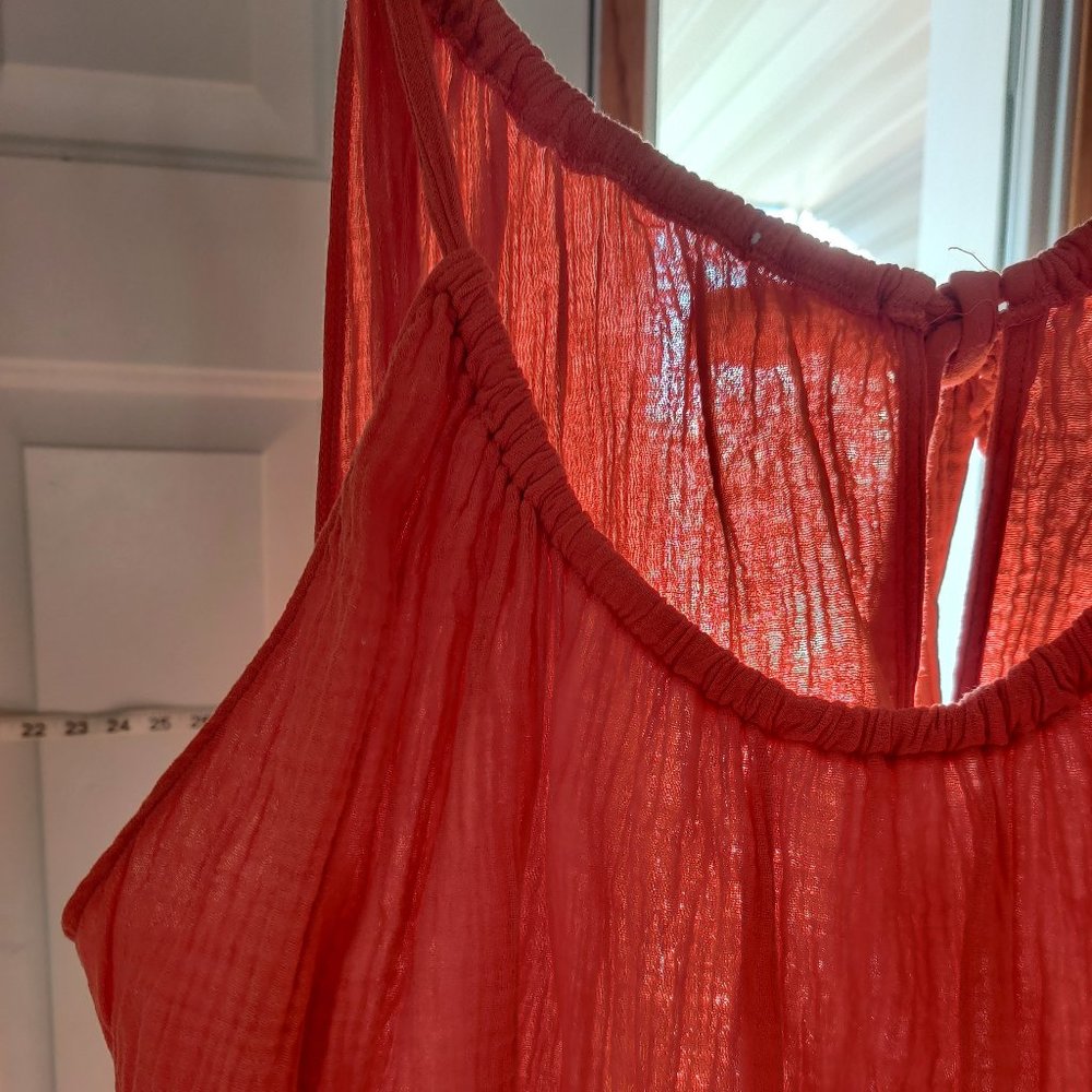 Kona Sol Bright Orange Gauzy Cover Up 1X/2X